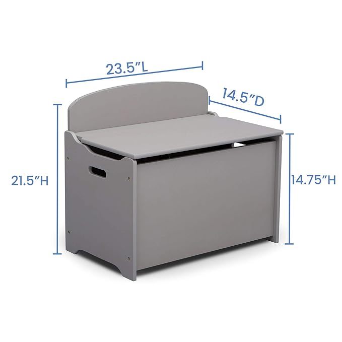 Delta Children MySize Deluxe Toy Box, Grey - LeafyLoom