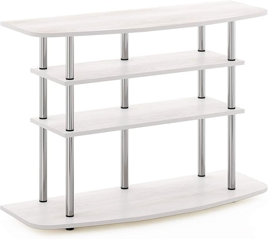 Furinno Frans Turn-N-Tube TV Stand for TV Size up to 43 Inch, 4-Tier, White Oak - LeafyLoom