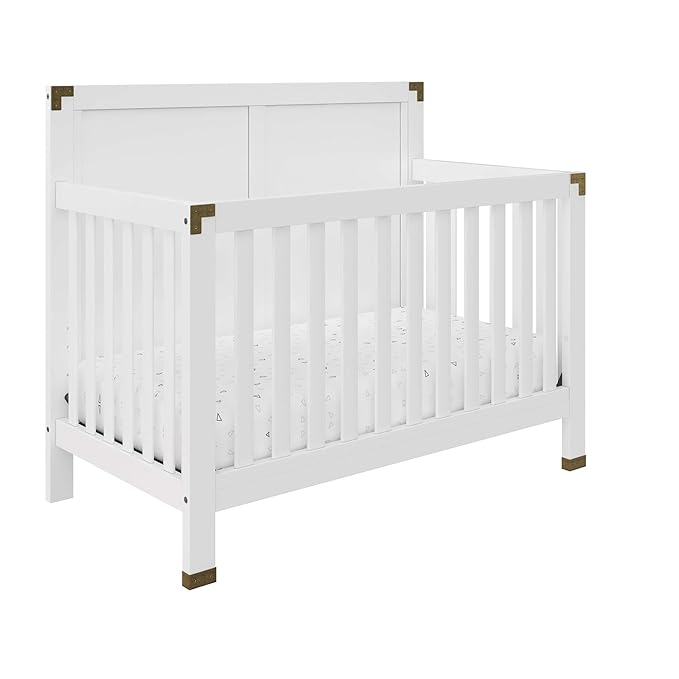 Baby Relax Miles 5-in-1 Convertible Crib, Nursery Furniture, Classic White - LeafyLoom