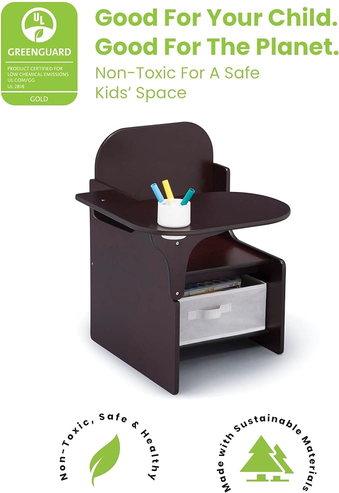 Delta Children MySize Chair Desk With Storage Bin, Dark Chocolate - LeafyLoom