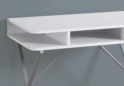 Monarch Specialties I 7100 Computer Desk, Home Office, Laptop, Storage Shelves, 31" L, Work, Metal, Laminate, White, Grey, Contemporary, Modern - LeafyLoom