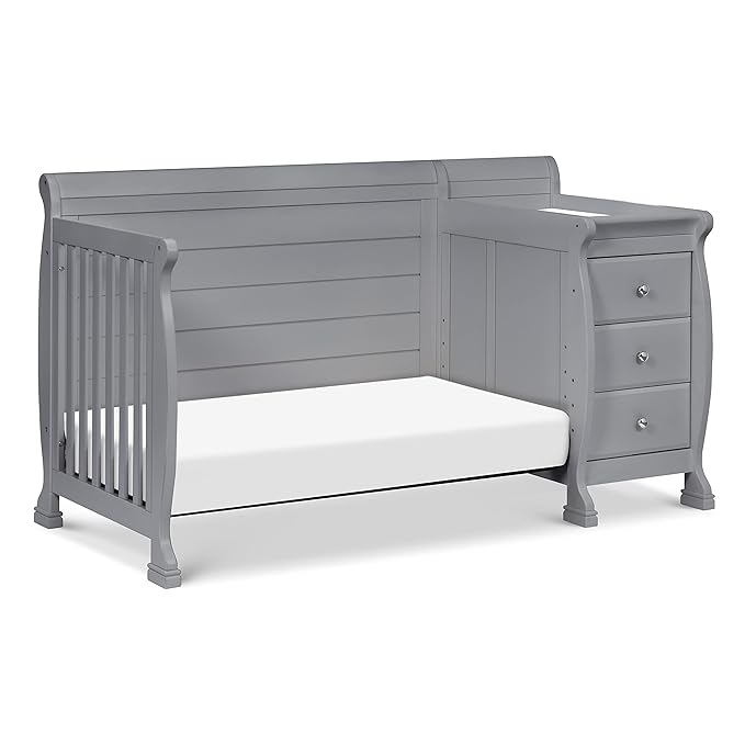 DaVinci Kalani 4-in-1 Convertibe Crib and Changer Combo in Gray - LeafyLoom