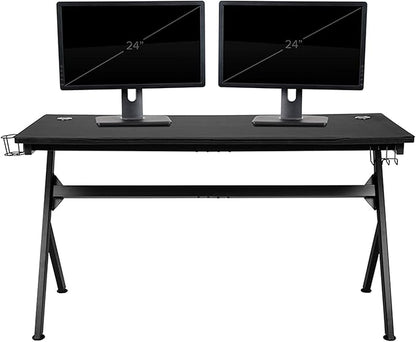 Flash Furniture Duncan 55" x 24" Extra Large Gaming Desk with Headphone Hook and Cup Holder - Free Mouse Pad - LeafyLoom