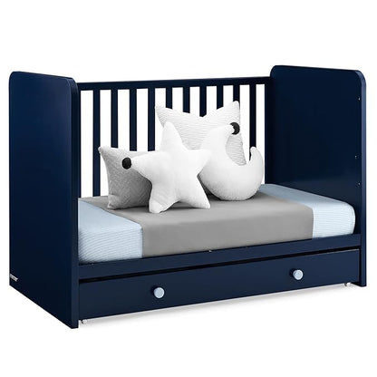 GAP babyGap Graham 4-in-1 Convertible Crib with Storage Drawer - Greenguard Gold Certified, Navy/Light Blue - LeafyLoom