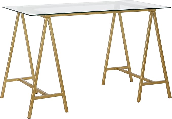 Tulsa Rectangular 48" Wide Desk in Brass - LeafyLoom