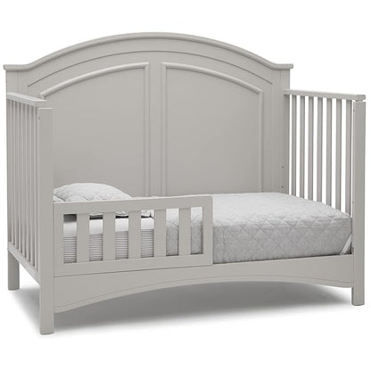 Delta Children Perry 6-in-1 Convertible Crib - Greenguard Gold Certified, Moonstruck Grey + Simmons Kids Radiant Sky Dual Sided Baby Crib Mattress and Toddler Mattress (Bundle) - LeafyLoom