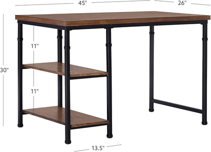 Linon Rhett Two Shelf Desk, Black - LeafyLoom