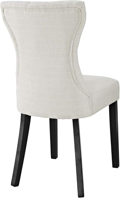 Modway Silhouette Modern Tufted Upholstered Fabric Parsons Four Dining Chairs in Beige - LeafyLoom