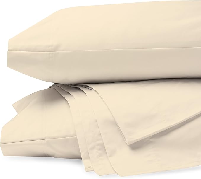 Purity Home Organic 100% Cotton Ecru Full Size Bed Sheets, Percale Weave Cotton Sheet Set for Full Size Bed, Crisp, Cooling & Breathable Bed Sheets, Fits Mattress Upto 16" Deep Pocket - LeafyLoom