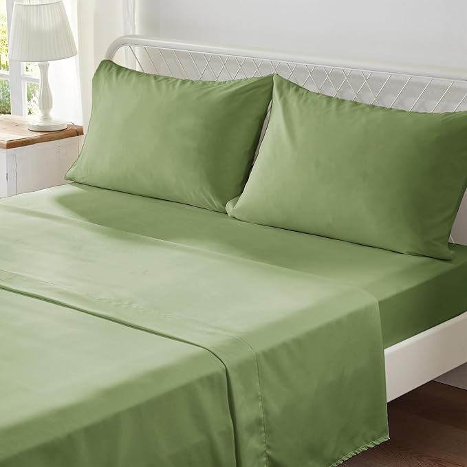 Anluoer Full Comforter Set 7 Pieces, Olive Green Tufted Bed in a Bag with comforters and sheets, All Season Bedding Sets with 1 Comforter, 2 PillowShams, 2 Pillowcases, 1 Flat Sheet, 1 Fitted Sheet - LeafyLoom