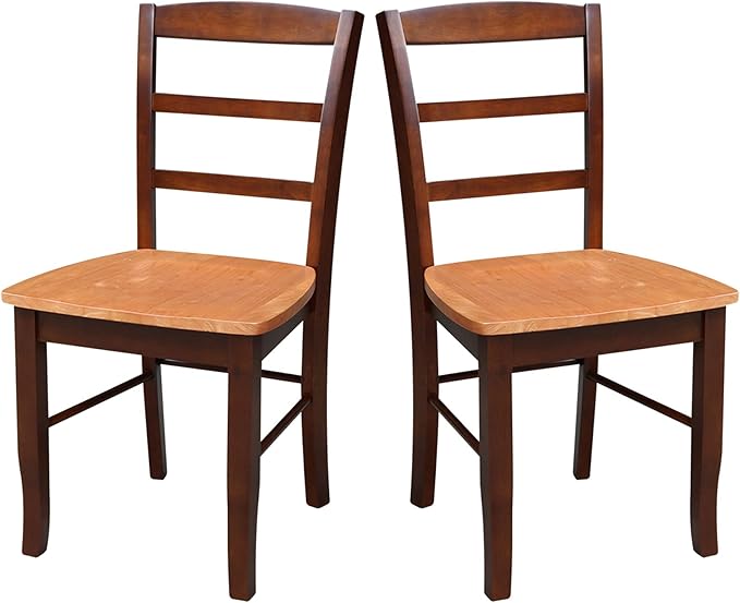 International Concepts Pair of Madrid LadderBack Chairs, Cinnamon/Espresso - LeafyLoom