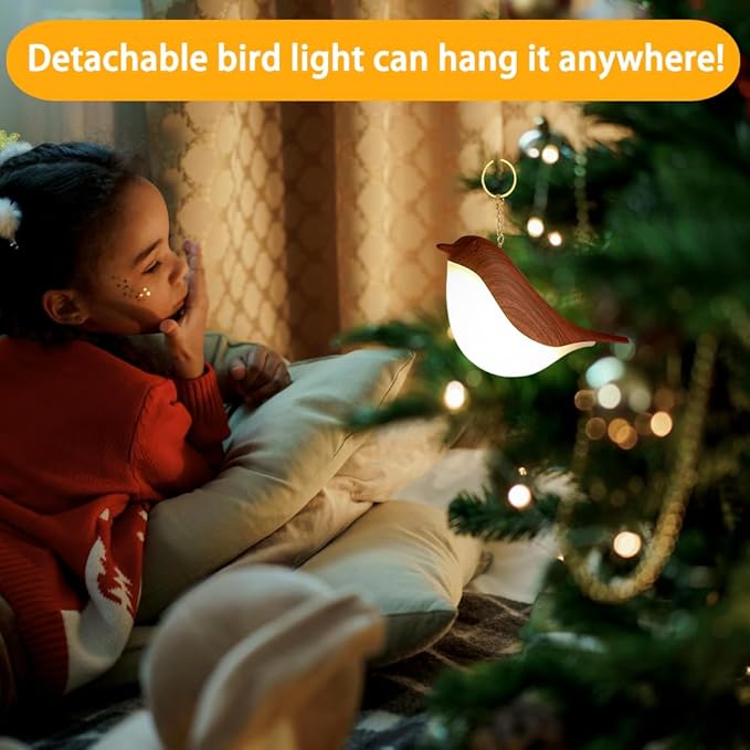 Bird Small Desk Lamp, Dimmer Night Light for Bedroom, Cordless Table Lamp with 3 Color Temperature and Touch Sensor, Rechargeable Bedside lamp - LeafyLoom