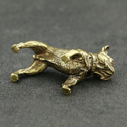 Vintage Solid Brass Miniature - Delicate Bulldog Desk Ornament for Pet Enthusiasts - Exquisite Collectible and Home Décor Accent（Bulldog） - LeafyLoom