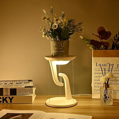 Night Light Wireless Charger Lamp,Ambient Light,LED Desk Lamp with Wireless Charger,Balance Magnetic Suspension Desk Light Creative Fun Bedside Lamp,Anti-Gravity Bedroom Table Lamp 3-Level Brightness - LeafyLoom