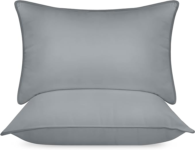 Utopia Bedding Bed Pillows for Sleeping (Grey), Queen Size, Set of 2, Hotel Pillows, Cooling Pillows for Side, Back or Stomach Sleepers - LeafyLoom