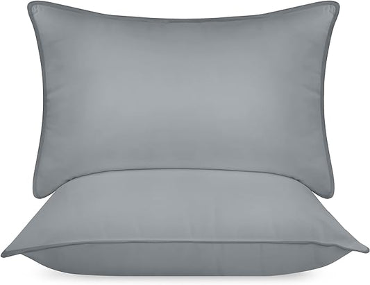 Utopia Bedding Bed Pillows for Sleeping (Grey), Queen Size, Set of 2, Hotel Pillows, Cooling Pillows for Side, Back or Stomach Sleepers - LeafyLoom