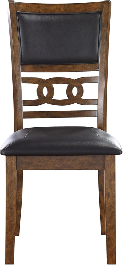 New Classic Furniture Gia Dining Chair (Set of Four), Black PU Upholstered Seat & Back Rest, Brown - LeafyLoom