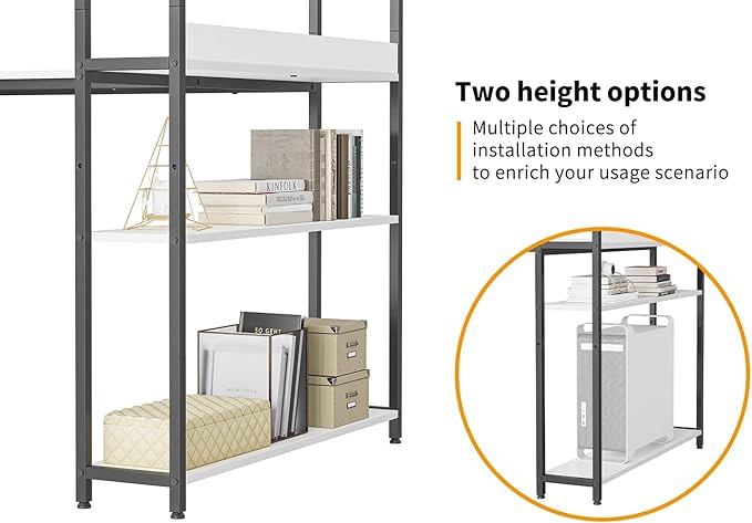 BANTI Computer Corner Desk with Storage Shelves, 55 Inch Small L Shaped Computer Desk, Home Office Writing Desk with 2 Hooks, White - LeafyLoom