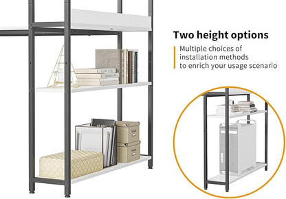 BANTI Computer Corner Desk with Storage Shelves, 55 Inch Small L Shaped Computer Desk, Home Office Writing Desk with 2 Hooks, White - LeafyLoom