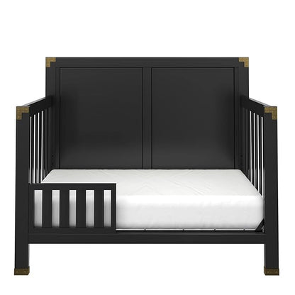 Baby Relax Miles 5-in-1 Convertible Crib, Solid Pine Wood, Black - LeafyLoom