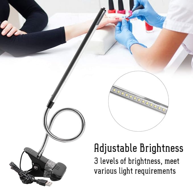 LED Desk Light Clip, LED Book Light, USB Beauty Lamp Dimmable Desk Light Eye Care Flexible Desk Lamp for Reading Jewelry Repair Tattoo Manicure Makeup - LeafyLoom