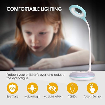 mafiti LED Desk Lamp Cordless Rechargeable Battery Operated Table Light Adjustable Gooseneck Dimmable Touch Control Color Changing RGB Eye-Caring Base Night Light for Kids with USB Charging Cable - LeafyLoom