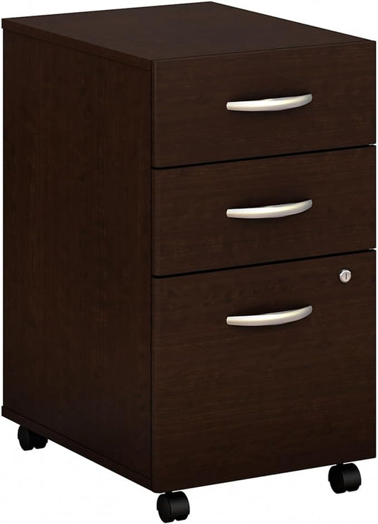 Bush Business Furniture Series C 3 Drawer Mobile File Cabinet in Mocha Cherry - Assembled - LeafyLoom