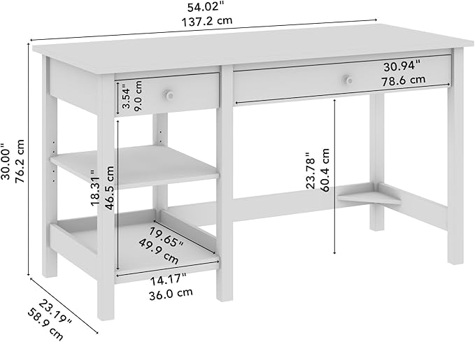 Bush Furniture Mayfield 54W Computer Desk with Shelves in Vintage Black and Reclaimed Pine| Table and Storage for Home Office Workspace - LeafyLoom