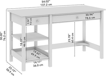 Bush Furniture Mayfield 54W Computer Desk with Shelves in Vintage Black and Reclaimed Pine| Table and Storage for Home Office Workspace - LeafyLoom