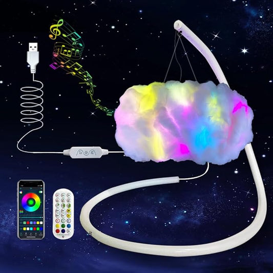 3D Small Cloud lightning Table Lamp Night Light Desk Light Kit Music Sync Multicolor Changing Strip Lights Wireless Remote APP NO DIY Coolest Decorations for Adults Kids Bedside Desk Home Bedroom (1) - LeafyLoom