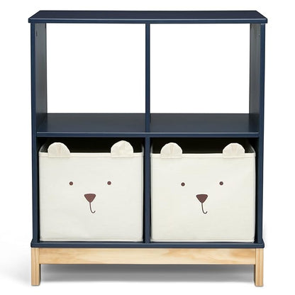 Delta Children babyGap Charlie 6-in-1 Convertible Crib + Brannan Bear Bookcase with Bins + Brannan Bear Wall Shelf with 4 Hooks, Navy (Bundle) - LeafyLoom