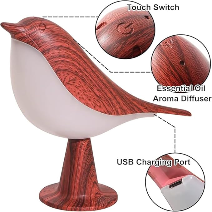 FUYUNXIN Bird Lamp Bedside Lamps - Rechargeable Cordless Table Lamp with 3 Color Temperatures and Touch Sensor - Perfect for Bedroom Nightstand (Red) - LeafyLoom