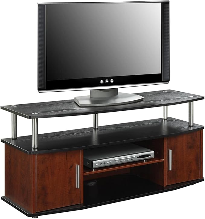 Convenience Concepts Designs2Go Monterey TV Stand with Cabinets and Shelves Home_Furniture_and_Decor, 47.25", Cherry/Black - LeafyLoom