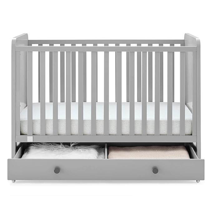 babyGap by Delta Children Graham 4-in-1 Convertible Crib with Storage Drawer TrueSleep Crib and Toddler Mattress (Bundle), Grey/Dark Grey - LeafyLoom