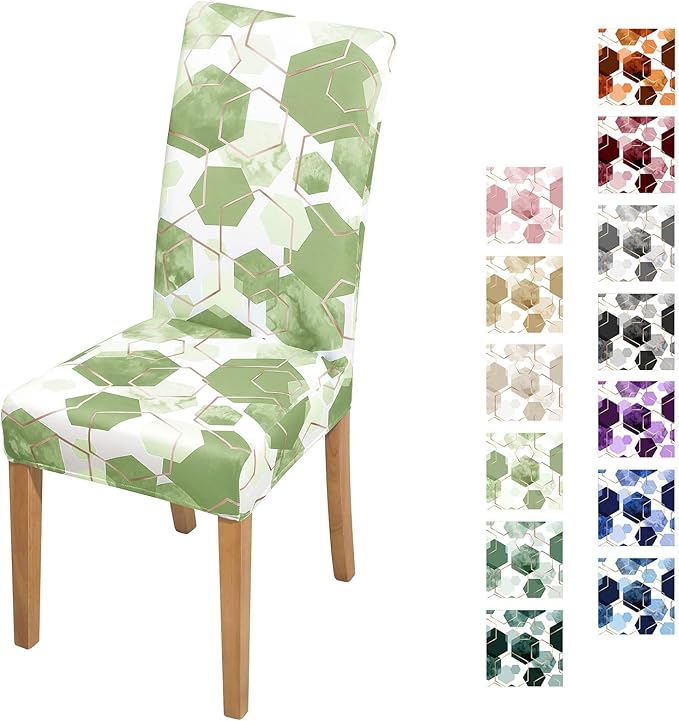 Gibelle Dining Room Chair Covers Set of 4, Soft Stretch Kitchen Chair Covers Slipcover Protector, Removable Washable Geometric Parson Chair Covers 4 Pack, Sage Green Gibelle