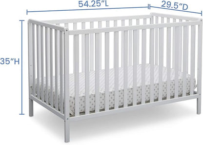 Delta Children Heartland 4-in-1 Convertible Crib - Greenguard Gold Certified, Bianca White - LeafyLoom