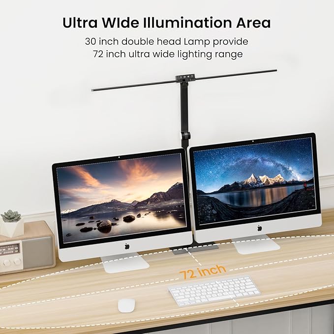 LED Desk Lamp, Newest Hand-Sweep Sensor Desk Lamps for Home Office, Double Head Architect lamp with Type-C & USB Charger, 24W Dimmable Smart Light with Timer, Black - LeafyLoom