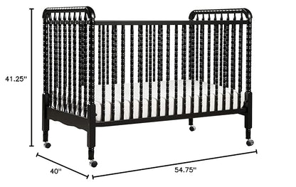 DaVinci Jenny Lind 3-in-1 Convertible Crib in Ebony, Removable Wheels, Greenguard Gold Certified - LeafyLoom