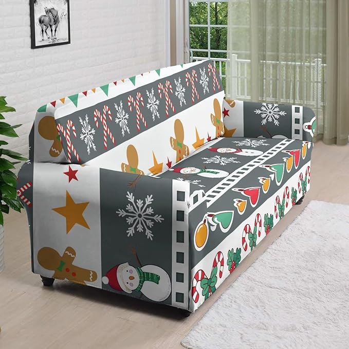 FKELYI Christmas Sofa Furniture Protector for Indoor Easy Going Stretch Sofa Slipcover Non-Slip Sofa Slicpovers Washable Sofa Couch Cover XL FKELYI