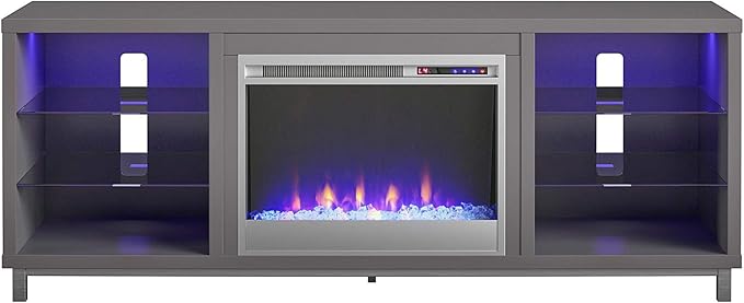 Ameriwood Home Lumina Fireplace Stand, TVs up to 70", Graphite Gray - LeafyLoom