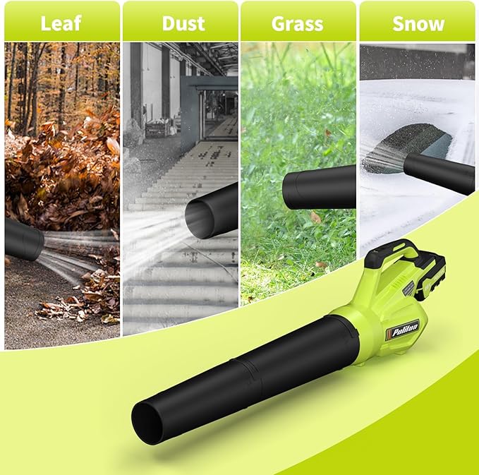 Leaf Blower 20V Leaf Blower Cordless with 4.0Ah Battery and Charger, High Power 400 CFM Electric Leaf Blower, Lightweight Handheld Cordless Blower for Lawn Care Yard Patio Garden Leaves Snow (Green) - LeafyLoom