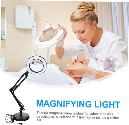 Holibanna 1 Set LED Magnifying Glass Light Portable Desk Facial Magnifying lamp Task Lights Desk LED Light Portable Office Desk Lamp with Magnifier Desktop Light Stand abs Work - LeafyLoom