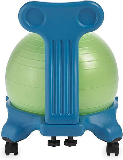 Gaiam Kids Balance Ball Chair - Classic Children's Stability Ball Chair, Alternative School Classroom Flexible Desk Seating for Active Students with Satisfaction Guarantee, Blue/Green - LeafyLoom