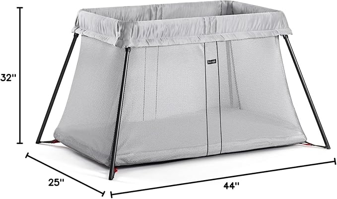 BabyBjörn Travel Crib Light, Silver, One size - LeafyLoom