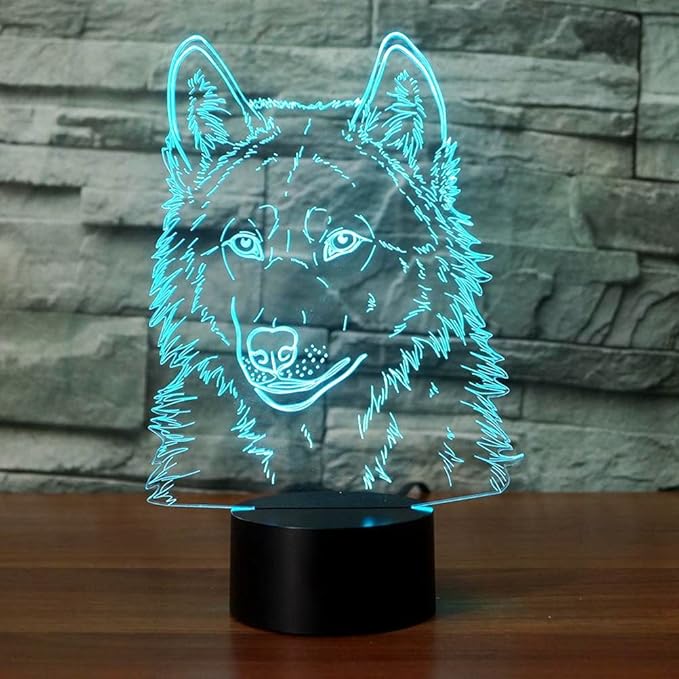 3D Illusion Lamps Animal Langtou Shape LED Desk Table Night Light 7 Color Touch Lamp Kiddie Kids Children Family Home Office Childrenroom Theme Decoration (Langtou) - LeafyLoom