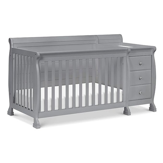 DaVinci Kalani 4-in-1 Convertibe Crib and Changer Combo in Gray - LeafyLoom