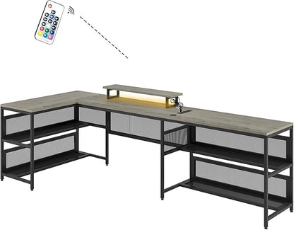 NicBex Laik-DW-00010-DX Desks, 82" W x 43" D x 35" H, Gray - LeafyLoom