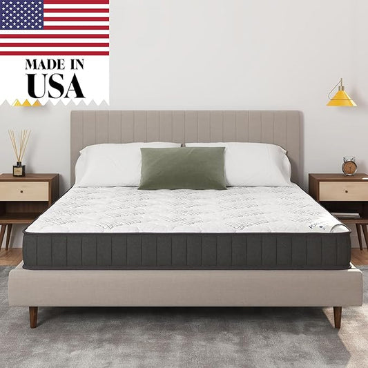 Ottomanson 9" Full Mattress in a Box Made in USA, Medium-Firm Mattress, Hybrid Mattress Cool Improved Airflow with Edge to Edge Pocket Coil, Bed in A Box, Ottopedic - LeafyLoom