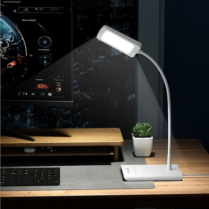 TROND LED Desk Lamp for Home Office, 3 Color Modes 7 Brightness, Dimmable Table Lamp, Eye Caring Reading Light, Gooseneck, Touch Control, 900LM Bright Desk Light for Study Task Dorm Room Essentials - LeafyLoom