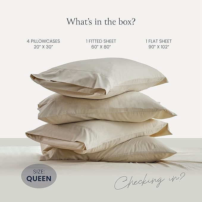 BELADOR Silky Soft Queen Sheet Set - 6 Piece Bed Sheets for Queen Size Bed, Secure-Fit Deep Pocket Sheets with Elastic, Breathable Hotel Sheets & Pillowcase Set, Wrinkle Free Oeko-Tex Sheets - LeafyLoom